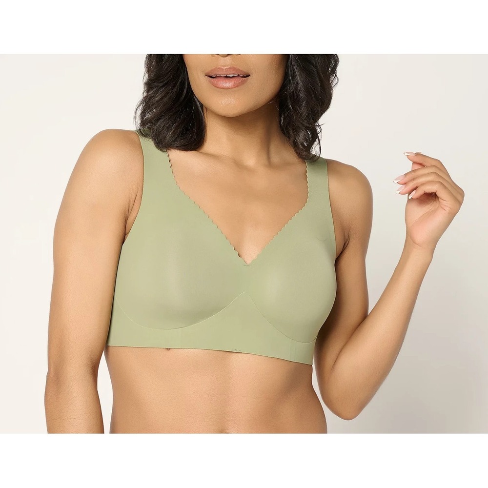 Evelyn & Bobbie Evelyn Deep V-Neck Seamless Wirefree Bra Pullover Matcha Green - Picture 13 of 13